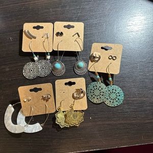 15 pairs of costume pierced earrings